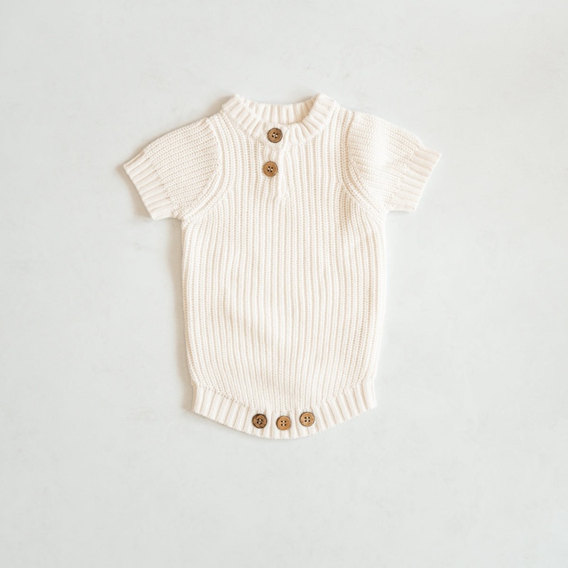 Knit T-Shirt Bodysuit|NB|0-3M|3-6M|6-9M|9-12M|12-18M|18-24M|2-3T|Cream