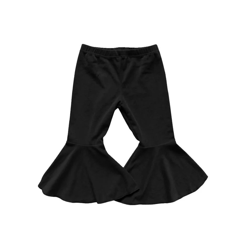 Lina Pleated Velour Bell Bottoms – Black