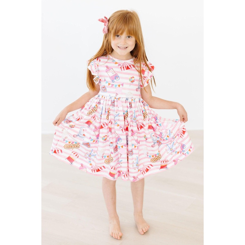 Off to the Circus Flutter Sleeve Twirl Dress