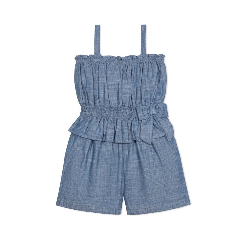 Organic Smocked Waist Chambray Romper