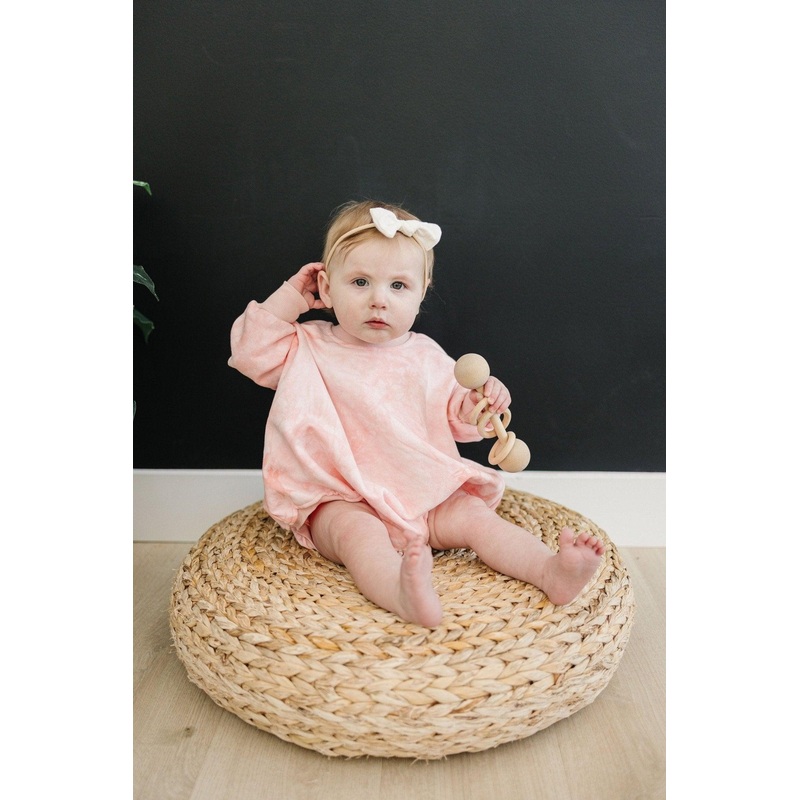 Pink & White Tie Dye Sweatshirt Romper