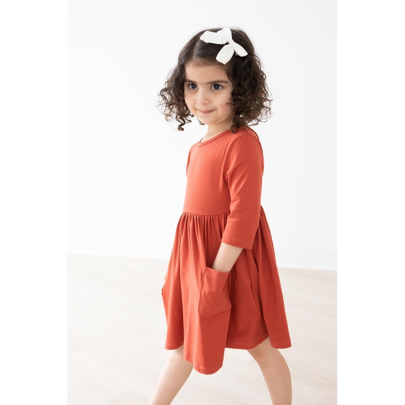 Pumpkin Spice 3/4 Sleeve Pocket Twirl Dress
