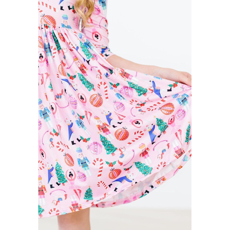 Sugarplum Fairy 3/4 Sleeve Pocket Twirl Dress