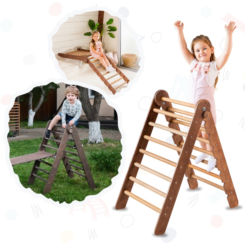 Triangle Ladder – Montessori Climber for Toddlers 1-7 y.o.  Chocolate