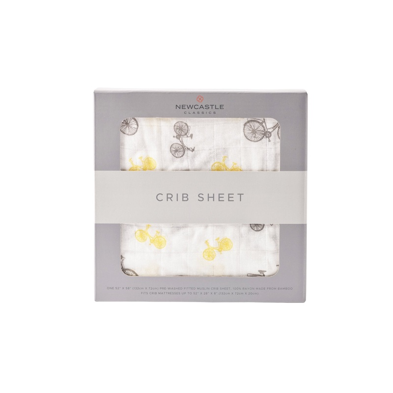 Vintage Bicycle Bamboo Muslin Crib Sheet