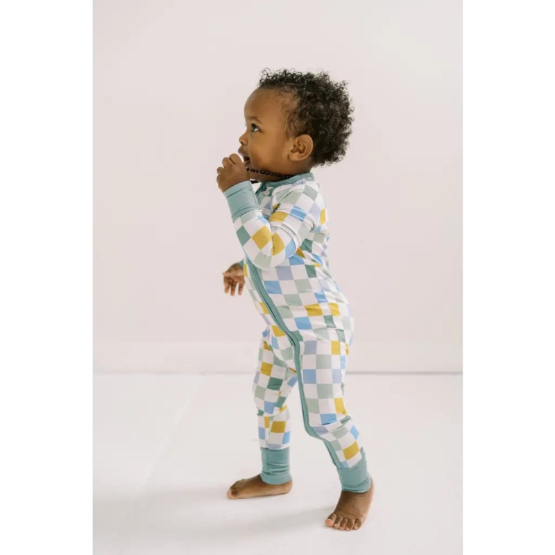 Green Checkerboard Bamboo Baby Sleeper