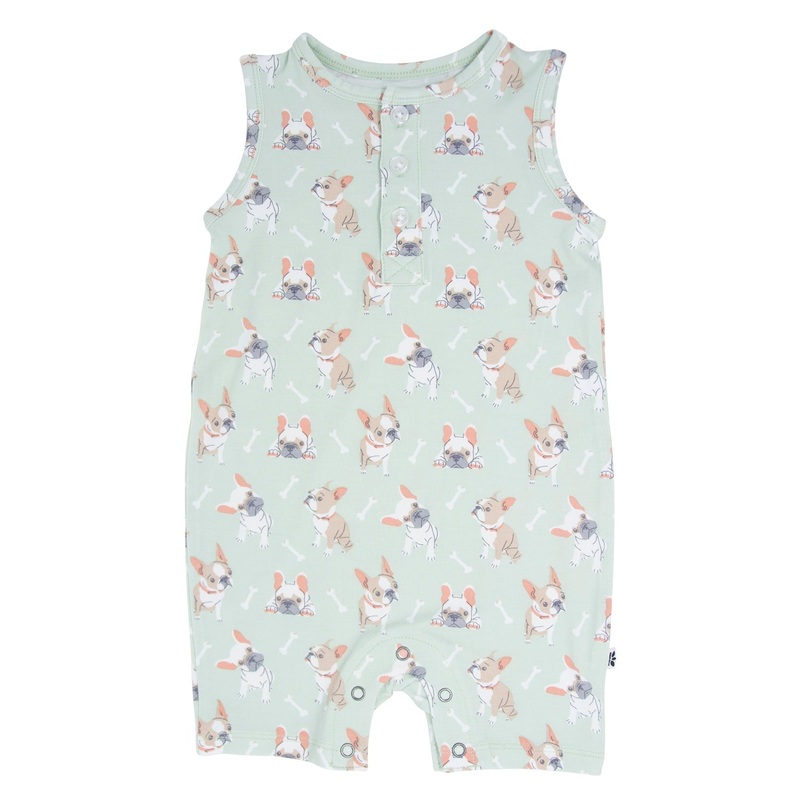 Mint Frenchie Puppy Tank Romper