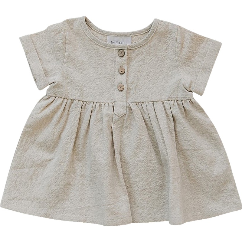 Oatmeal Linen Cotton Dress|0-3|3-6|6-12|18|2T|3T|4T