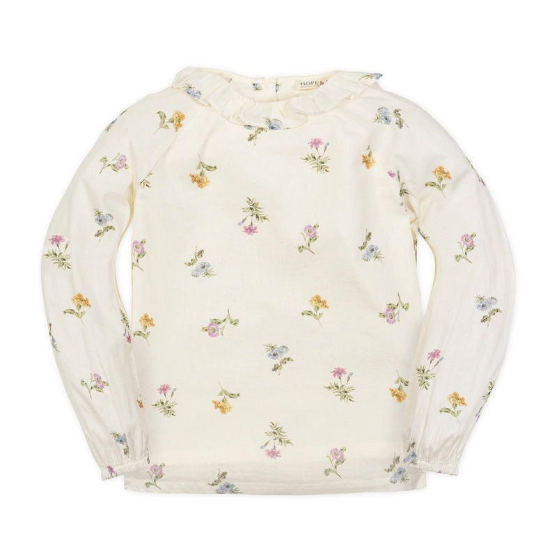 Organic Ruffle Collar Top|2T|3|4|5|6|7|8|10|12|Harvest Floral