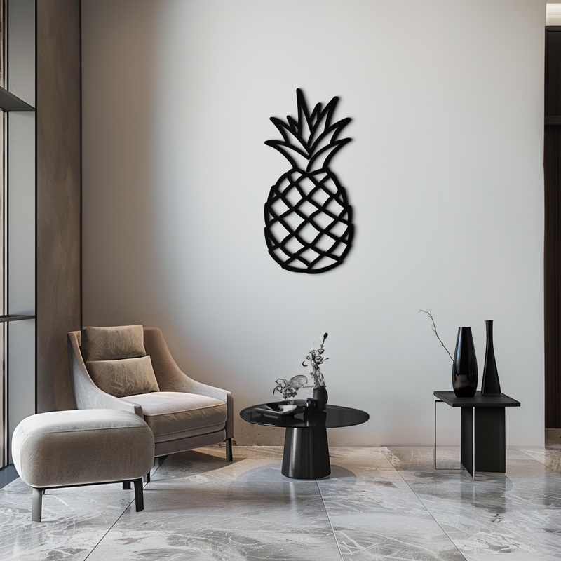 Pineapple Metal Wall Art – Tropical Geometric Home Decor- KAF171