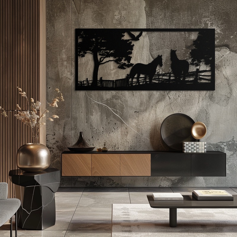 Rustic Horse Farm Metal Wall Art – Steel Wall Decor for Home and Barn – KAF036