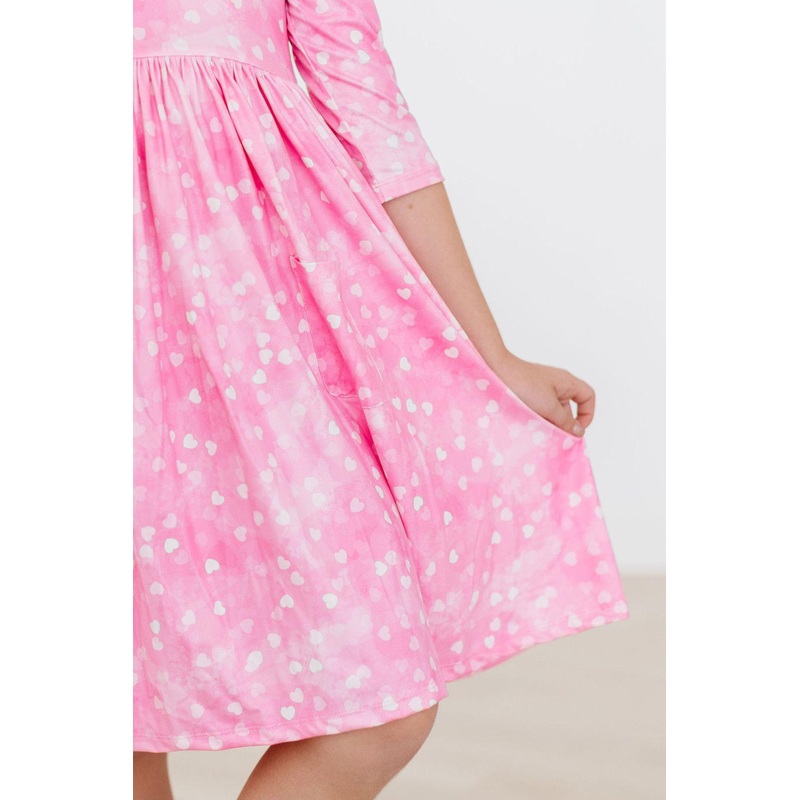 Shine Bright 3/4 Sleeve Pocket Twirl Dress