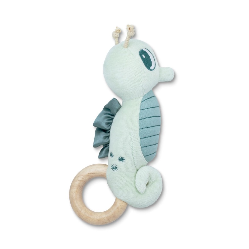 Teal Seahorse Teething Rattle|Teal