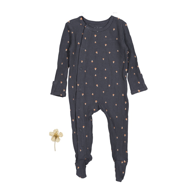 The Printed Snap Romper – Steel Mushroom