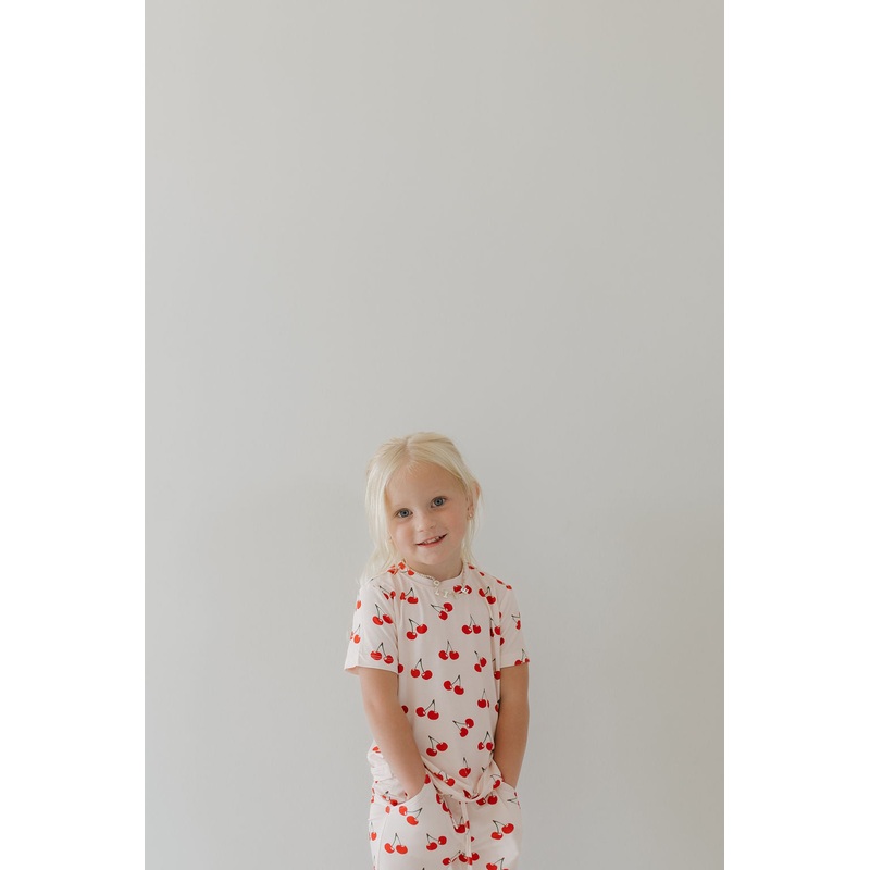 Toddler Short Sleeve Bamboo Lounge Set | Cherry Orchard