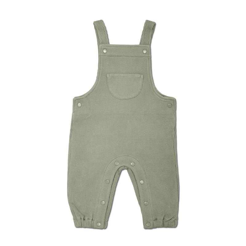 Waffle Overalls – Olive Green|3-6 mo.|6-12 mo.|12-18 mo.|2T|3T|Oliver Green