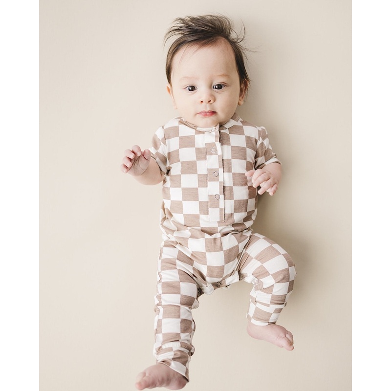 Bamboo Checkered Jumpsuit | Latte