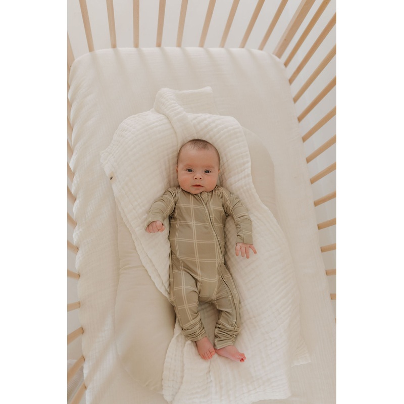 Bamboo Zip Pajamas | Linen Grid