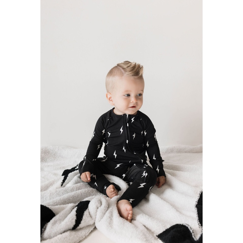 Bamboo Zip Pajamas | Midnight Lightning Bolt