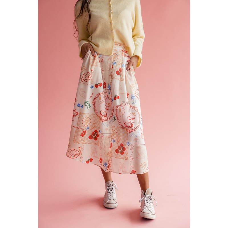 Cest La Vie Printed Skirt|PapayaWhip|S|M|L|XL