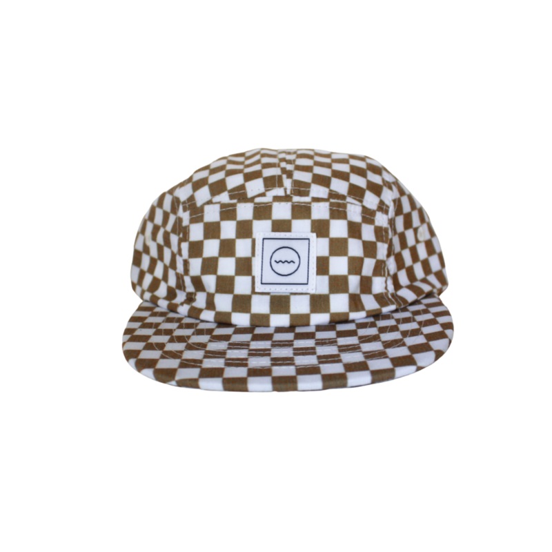 Cotton Five-Panel Hat in Copper Check