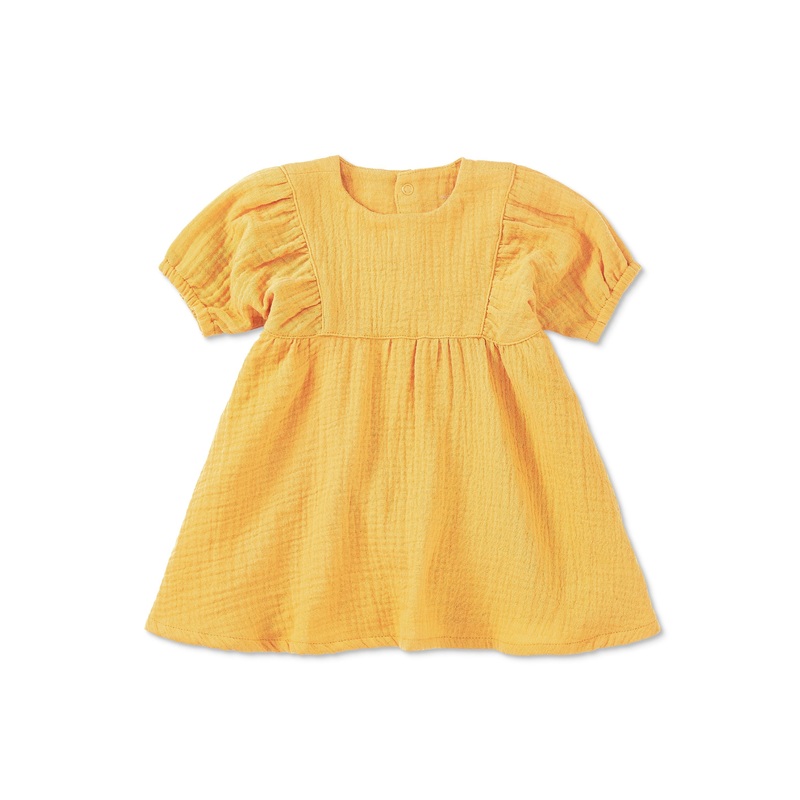 Dress with Puff Sleeves – Mustard