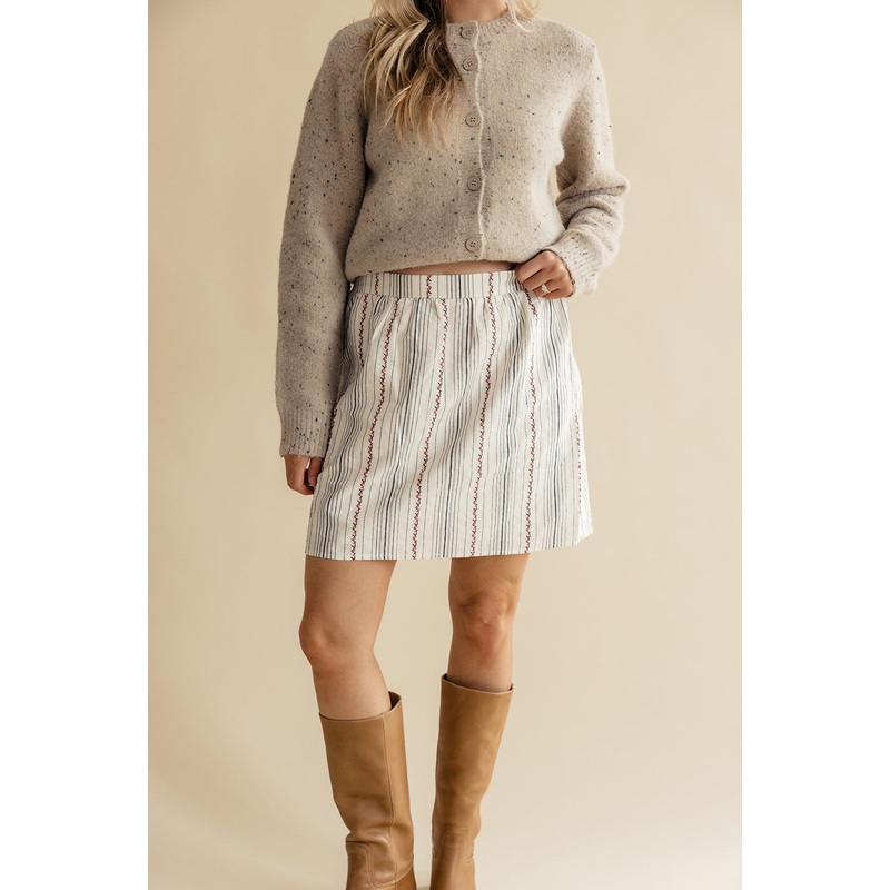 Gentry Striped Mini Skirt|White|S|M|L