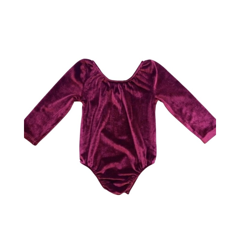 Livee Long Sleeve Velour Leotard – Cranberry