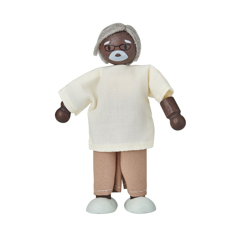 Grandfather Dollhouse Figure – Dark Skin Tone
