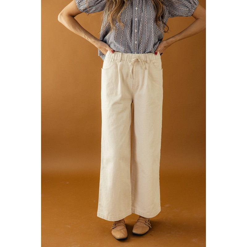 Jake Tie Waist Wide Leg Pants|Cornsilk|S|M|L|XL