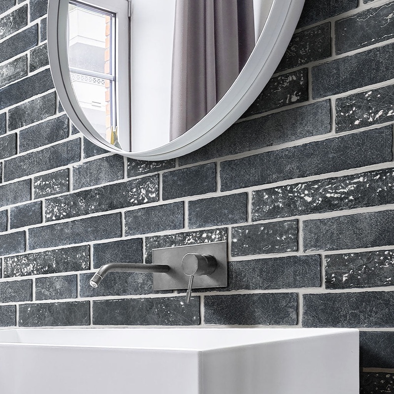 Mora Black 6.5×15.25 Interlocking Brick Porcelain Tile Dany Series – Aquatica Collection