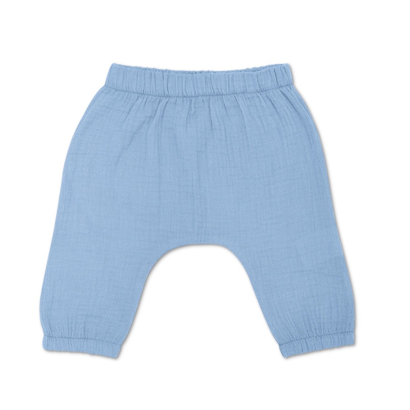Muslin Pants – Blue|3-6 months|6-12 months|12-18 months|18-24|2T|3T|4T|Blue
