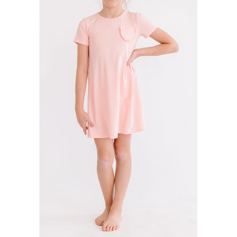 Peach T-Shirt Dress|6-12M|12-24M|2T|3T|4T|5/6|7/8|9/10