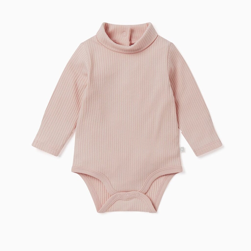 Ribbed Roll Neck Bodysuit – Blush