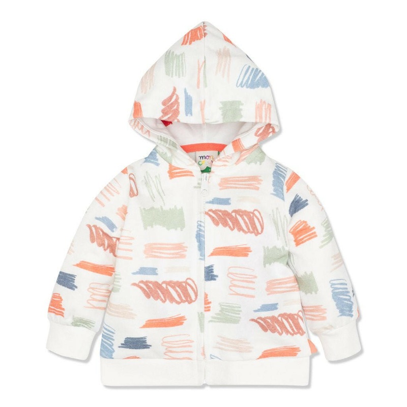 Scribble Baby Zip-Up Hoodie|3/6M|6/12M|12/18M|18/24M|Natural/Scribble