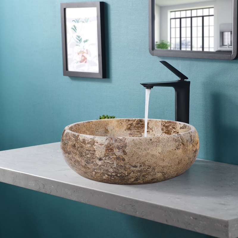 Valencia Travertine Natural Stone Above Vanity Bathroom Sink Polished (D)16 (H)6
