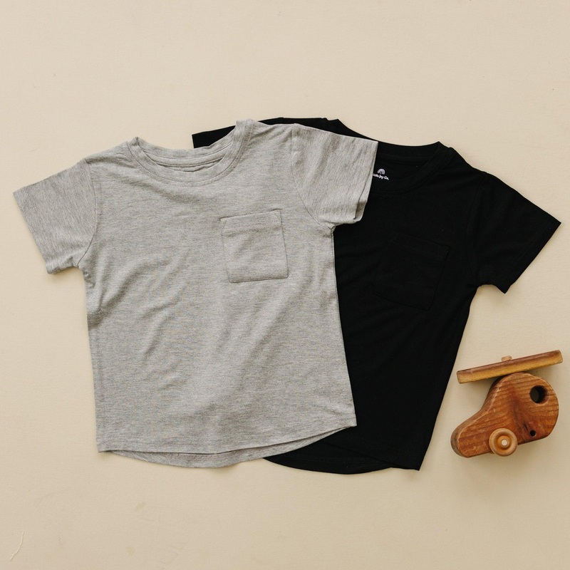Bamboo Pocket Tee|0-3 months|3-6 months|6-12 months|12-18 months|18-24 months|2T|3T|4T|5|White|Heathered Gray|Black|Olive