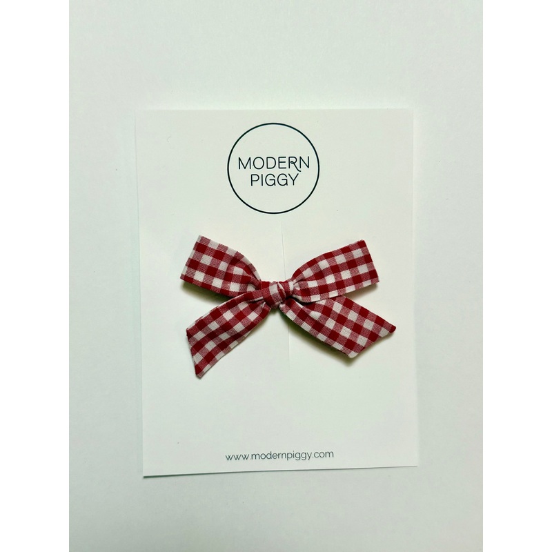Gingham Glory- Red | Pigtail Set – Hand-tied Bow