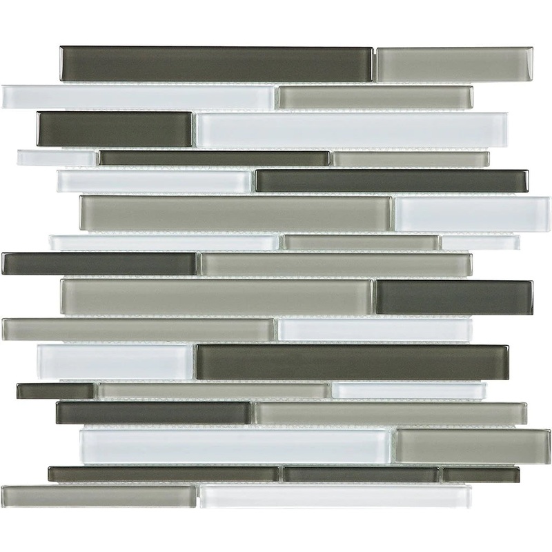 Mineral Blend Random Linear on 11.75×11.75 Mesh Glass Mosaic Tile Element Series – Aquatica Collection