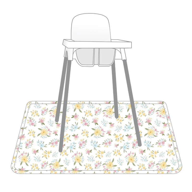 Pastel Floral Splash Mat – A Waterproof Catch-All for Highchair Spills and More!