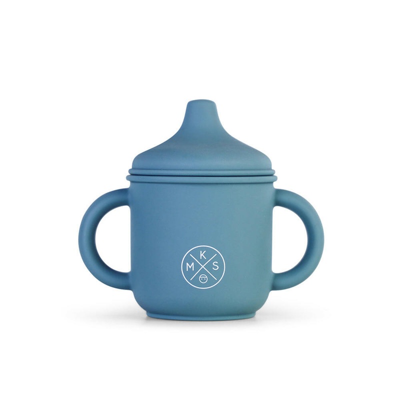 Silicone Sippy Cup with lid and handles Petrol