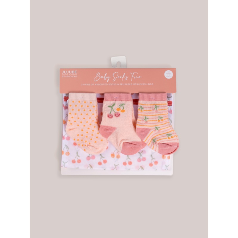 3-Pack Soft Durable Baby Socks Set – Cherry Cute by Doodle By Meg