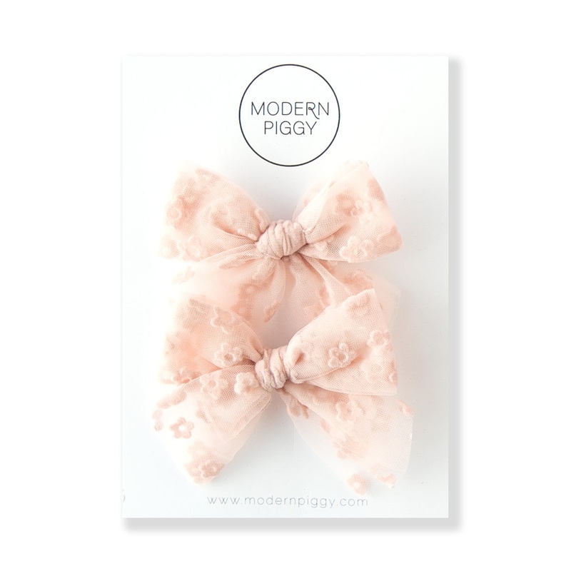 Bloom – Pink | Tulle Bow – Pigtail Set
