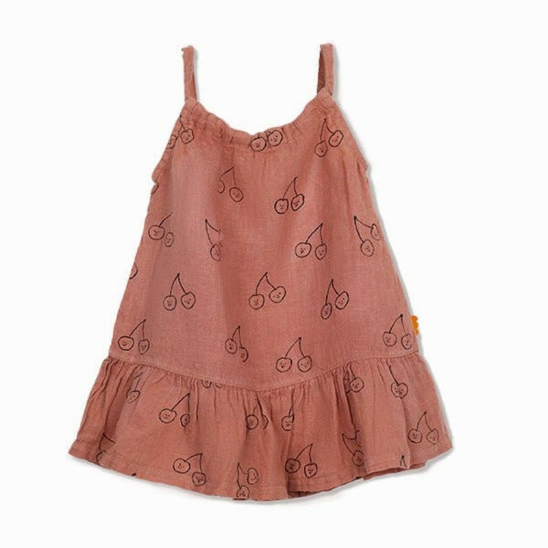 Cherry Baby Linen Dress|3/6M|6/12M|12/18M|18/24M|Mellow Pink
