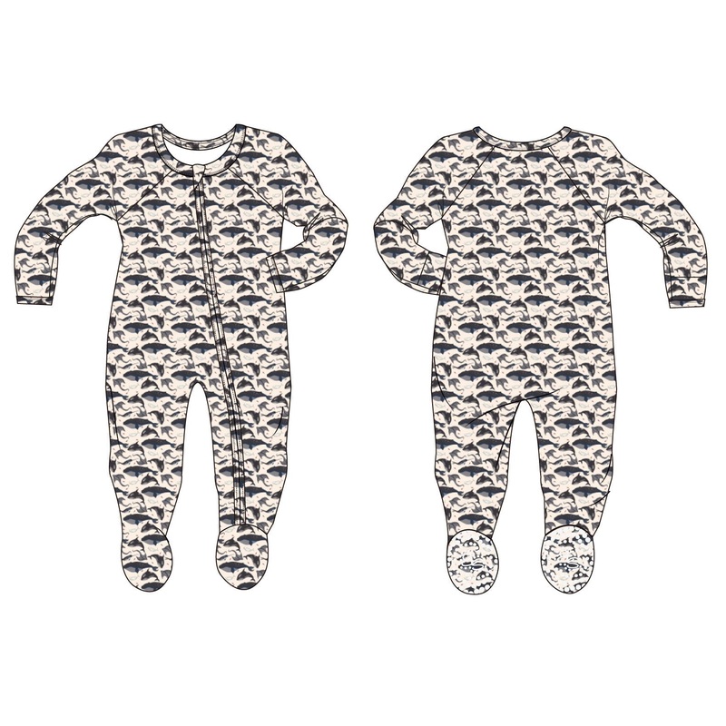 Deep Sea Creatures Whale Zipper Footie