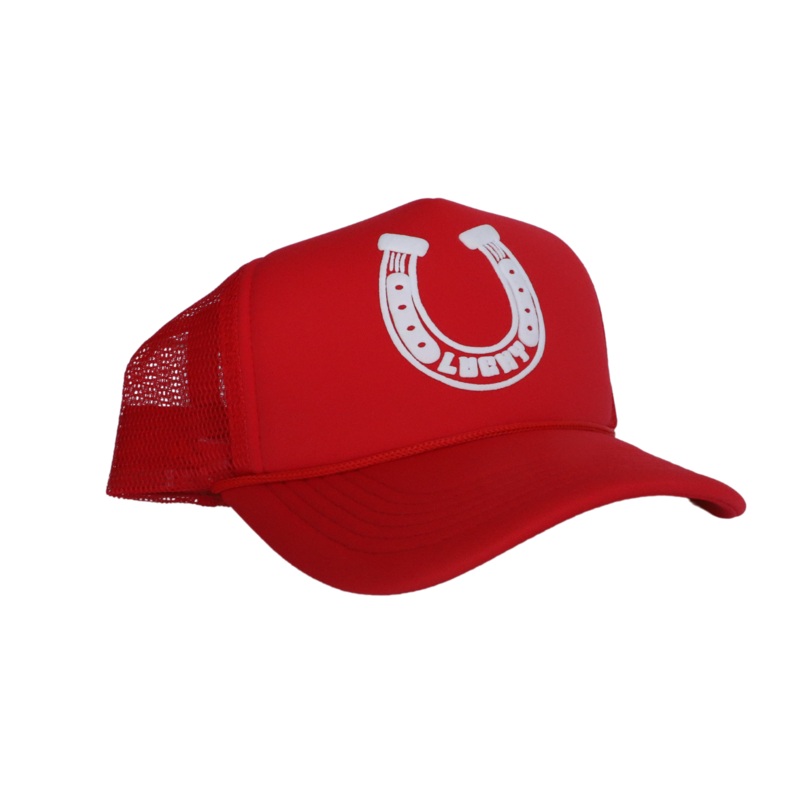 Lucky Horseshoe Trucker Hat – Red