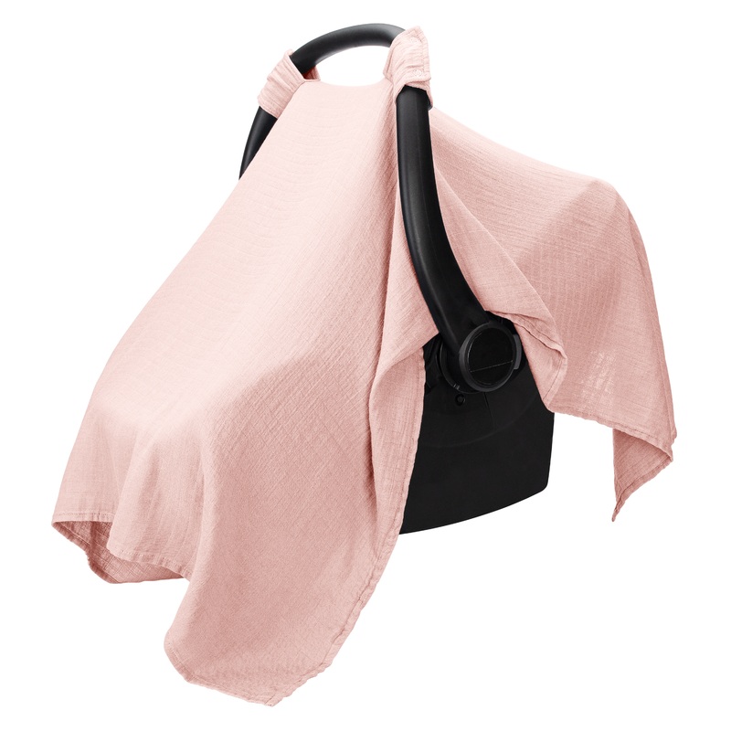 Muslin Baby Car Seat Cover by Comfy Cubs – Lace Pink
