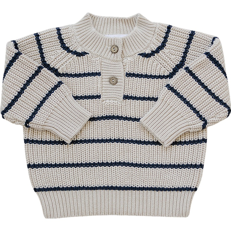 Stripe Button Knit Sweater|0-3|3-6|6-12|12-18|18-24|2T|3T|4T|5T|6Y|7Y