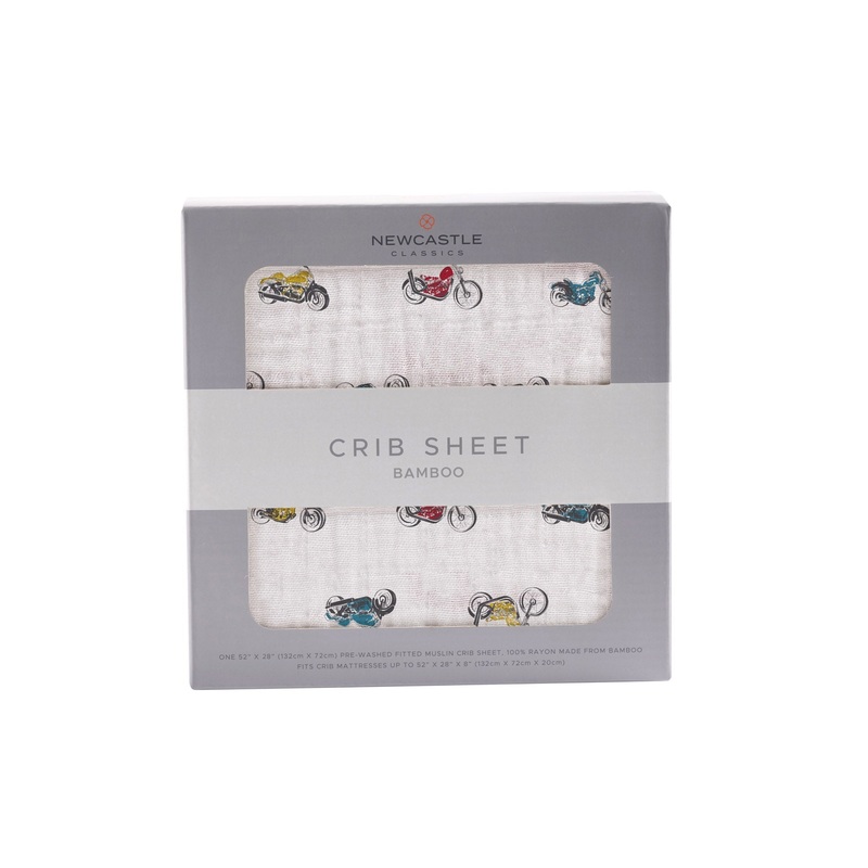 Vintage Motorcycles Bamboo Muslin Crib Sheet