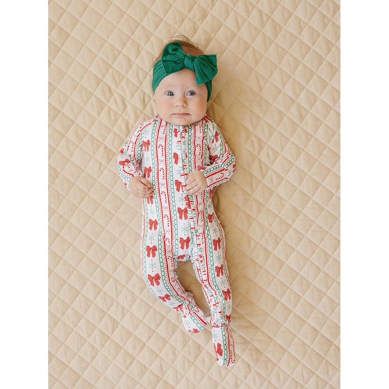 Bamboo Zip Romper | Retro Candy Cane